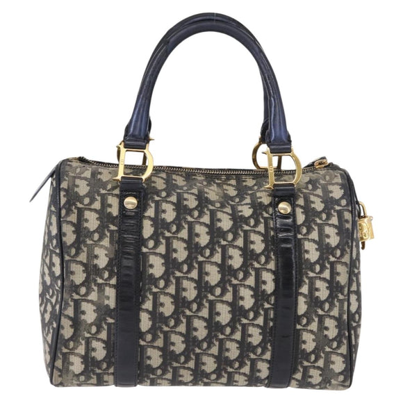 Christian Dior Trotter Canvas Hand Bag PVC Black Gold Auth 149434