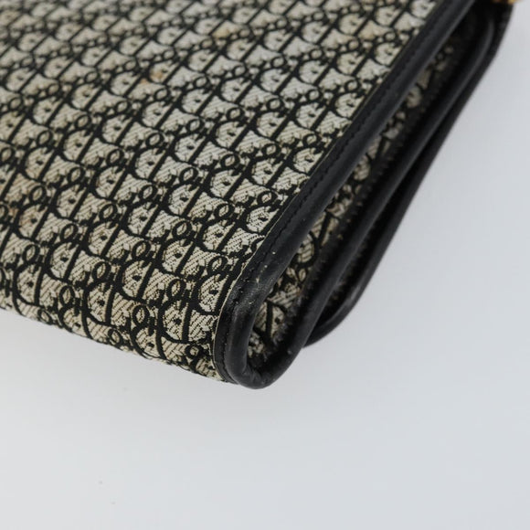 Christian Dior Trotter Canvas Chain Shoulder Bag Black Gold Auth 149437