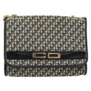Christian Dior Trotter Canvas Chain Shoulder Bag Black Gold Auth 149437-13