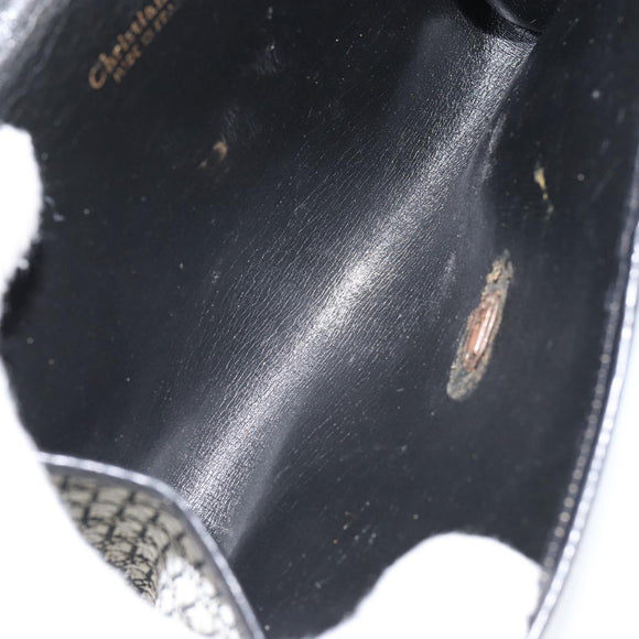 Christian Dior Trotter Canvas Chain Shoulder Bag Black Gold Auth 149437