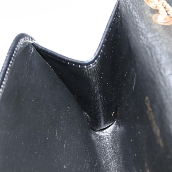 Christian Dior Trotter Canvas Chain Shoulder Bag Black Gold Auth 149437