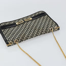 Christian Dior Trotter Canvas Chain Shoulder Bag Black Gold Auth 149437-6