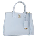 BURBERRY Frances Hand Bag Leather 2way Light Blue Gold Auth 149439-1