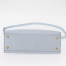 BURBERRY Frances Hand Bag Leather 2way Light Blue Gold Auth 149439-5
