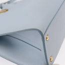 BURBERRY Frances Hand Bag Leather 2way Light Blue Gold Auth 149439-16