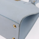 BURBERRY Frances Hand Bag Leather 2way Light Blue Gold Auth 149439-17
