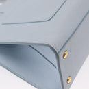 BURBERRY Frances Hand Bag Leather 2way Light Blue Gold Auth 149439-18