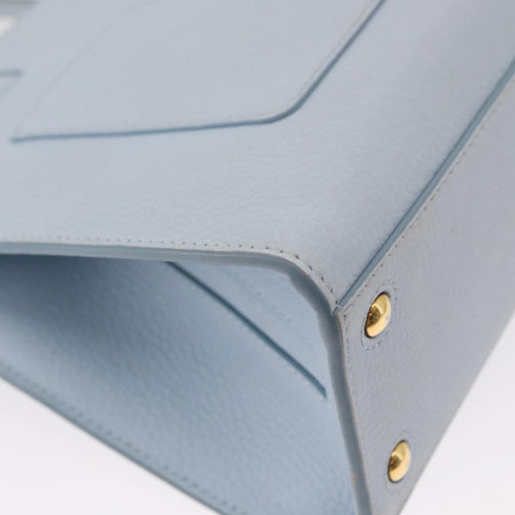 BURBERRY Frances Hand Bag Leather 2way Light Blue Gold Auth 149439