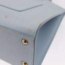 BURBERRY Frances Hand Bag Leather 2way Light Blue Gold Auth 149439-9