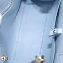 BURBERRY Frances Hand Bag Leather 2way Light Blue Gold Auth 149439-11