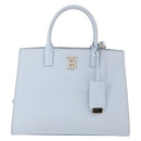 BURBERRY Frances Hand Bag Leather 2way Light Blue Gold Auth 149439-13