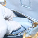 BURBERRY Frances Hand Bag Leather 2way Light Blue Gold Auth 149439-12