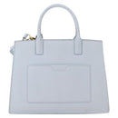 BURBERRY Frances Hand Bag Leather 2way Light Blue Gold Auth 149439-2