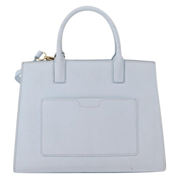 BURBERRY Frances Hand Bag Leather 2way Light Blue Gold Auth 149439 - 0
