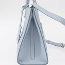 BURBERRY Frances Hand Bag Leather 2way Light Blue Gold Auth 149439-4