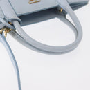 BURBERRY Frances Hand Bag Leather 2way Light Blue Gold Auth 149439-7