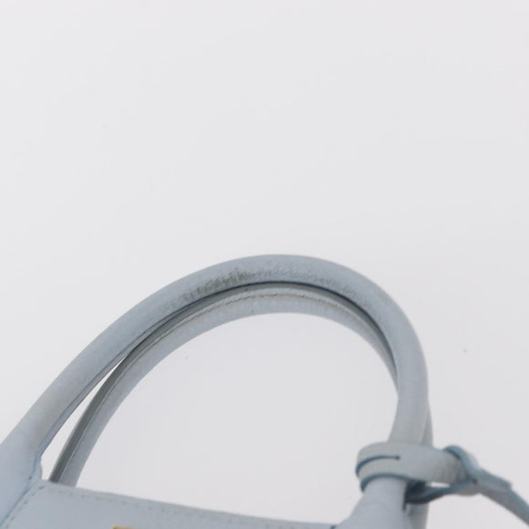 BURBERRY Frances Hand Bag Leather 2way Light Blue Gold Auth 149439