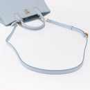 BURBERRY Frances Hand Bag Leather 2way Light Blue Gold Auth 149439-8