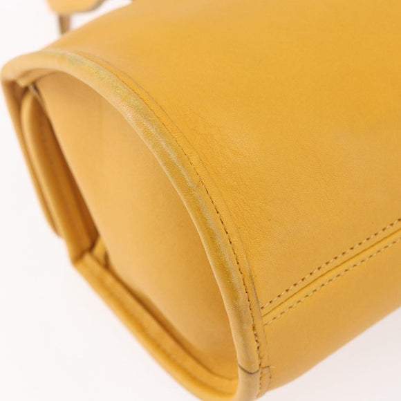 Coach Hand Bag Leather Gold Yellow Auth 149443