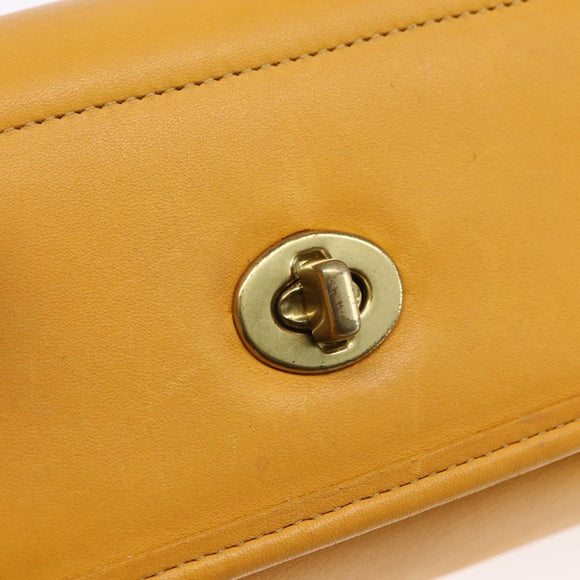 Coach Hand Bag Leather Gold Yellow Auth 149443