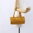 Coach Hand Bag Leather Gold Yellow Auth 149443-21