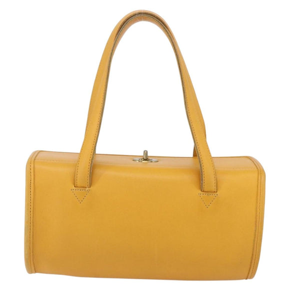 Coach Hand Bag Leather Gold Yellow Auth 149443