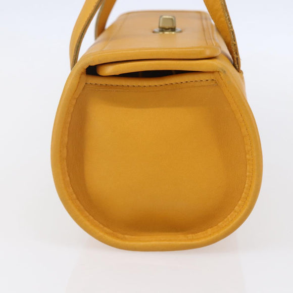 Coach Hand Bag Leather Gold Yellow Auth 149443