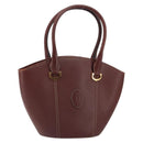 CARTIER Must Line Hand Bag Leather Bordeaux Gold Auth 149445-1