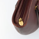 CARTIER Must Line Hand Bag Leather Bordeaux Gold Auth 149445-15