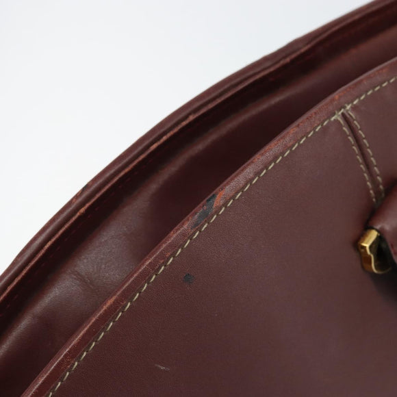 CARTIER Must Line Hand Bag Leather Bordeaux Gold Auth 149445