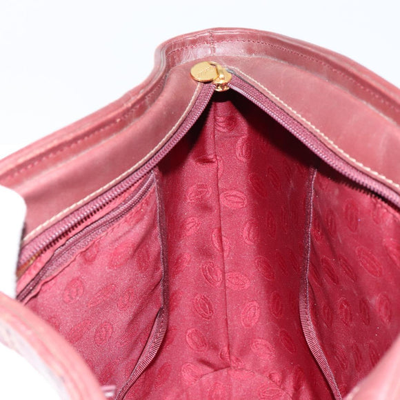 CARTIER Must Line Hand Bag Leather Bordeaux Gold Auth 149445