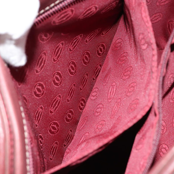 CARTIER Must Line Hand Bag Leather Bordeaux Gold Auth 149445