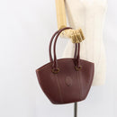 CARTIER Must Line Hand Bag Leather Bordeaux Gold Auth 149445-24