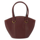 CARTIER Must Line Hand Bag Leather Bordeaux Gold Auth 149445-3