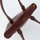 CARTIER Must Line Hand Bag Leather Bordeaux Gold Auth 149445-6