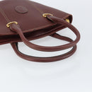 CARTIER Must Line Hand Bag Leather Bordeaux Gold Auth 149445-7