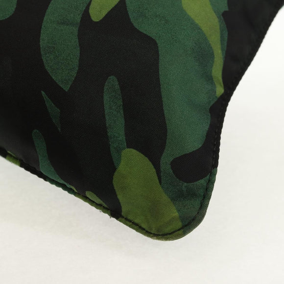 PRADA Camouflage Shoulder Bag Nylon Green Silver Auth 149451V