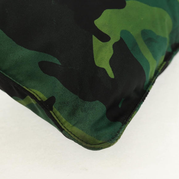 PRADA Camouflage Shoulder Bag Nylon Green Silver Auth 149451V