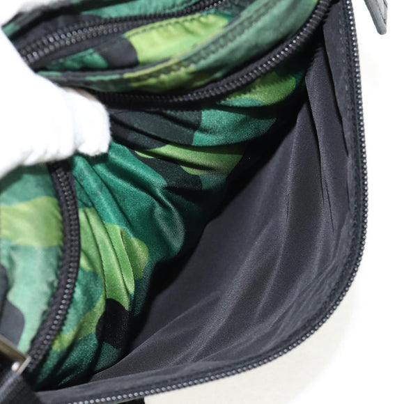 PRADA Camouflage Shoulder Bag Nylon Green Silver Auth 149451V