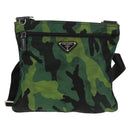 PRADA Camouflage Umhängetasche Nylon Grün Silber Auth 149451V-13
