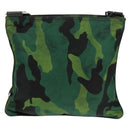 PRADA Camouflage Shoulder Bag Nylon Green Silver Auth 149451V-2
