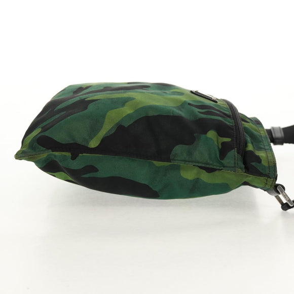 PRADA Camouflage Umhängetasche Nylon Grün Silber Auth 149451V