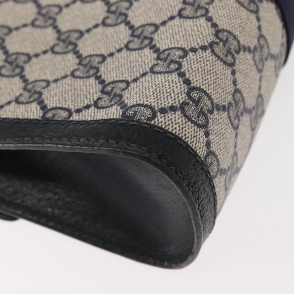 GUCCI GG Supreme Sherry Line Clutch Bag PVC Leather Navy 84 01 006 Auth 149456