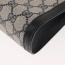 GUCCI GG Supreme Sherry Line Clutch Bag PVC Leather Navy 84 01 006 Auth 149456-11