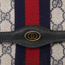 GUCCI GG Supreme Sherry Line Clutch Bag PVC Leather Navy 84 01 006 Auth 149456-12
