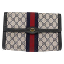 GUCCI GG Supreme Sherry Line Clutch Bag PVC Leather Navy 84 01 006 Auth 149456-2