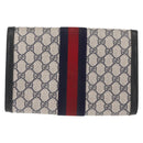 GUCCI GG Supreme Sherry Line Clutch Bag PVC Leather Navy 84 01 006 Auth 149456-3