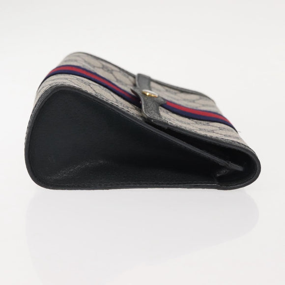 GUCCI GG Supreme Sherry Line Clutch Bag PVC Leather Navy 84 01 006 Auth 149456