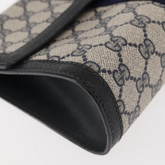 GUCCI GG Supreme Sherry Line Clutch Bag PVC Leather Navy 84 01 006 Auth 149456