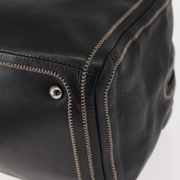 CHANEL COCO Mark Hand Bag Leather Black Silver CC Auth 149457